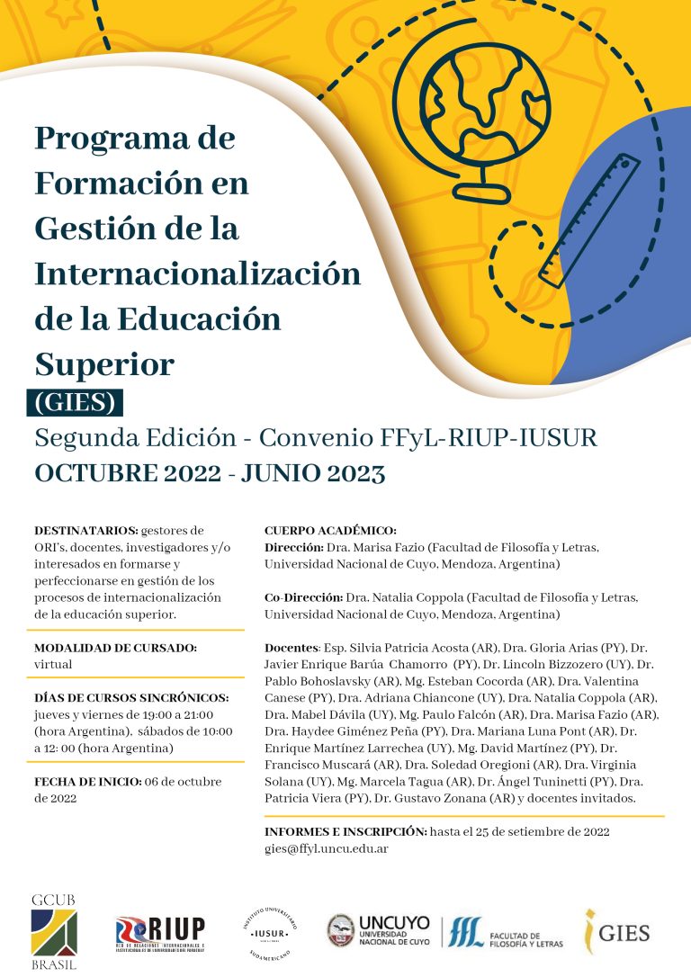 Lee más sobre el artículo Programa de Formación en Gestión de la Internacionalización de la Educación Superior (GIES, Segunda Edición)￼￼